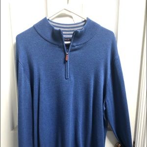 J McLaughlin blue, quarter-zip men’s tailored sweater.